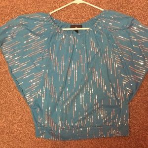 Blue sequined dressy blouse